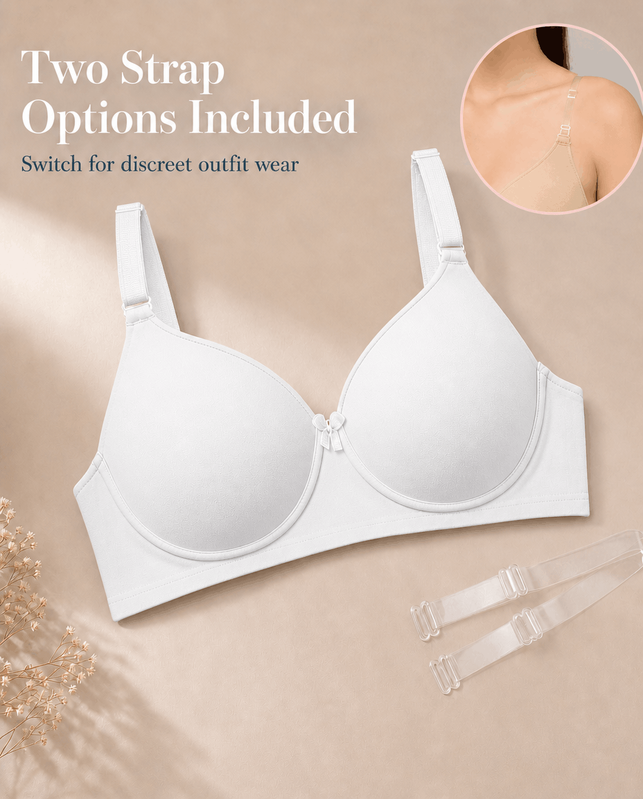 Seamless Padded T-Shirt Bra - C Cup in Skin, Black & White