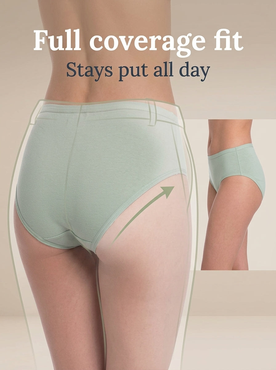 In Care Women's 100% Cotton Mid-Rise Hipster Panties, Pack of 3