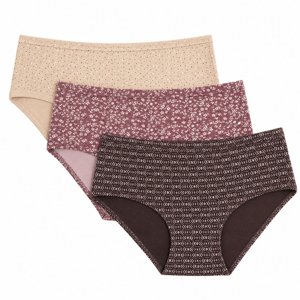 Cotton Hipster Panty Combo – Nude, Mauve & Espresso, Pack of 3