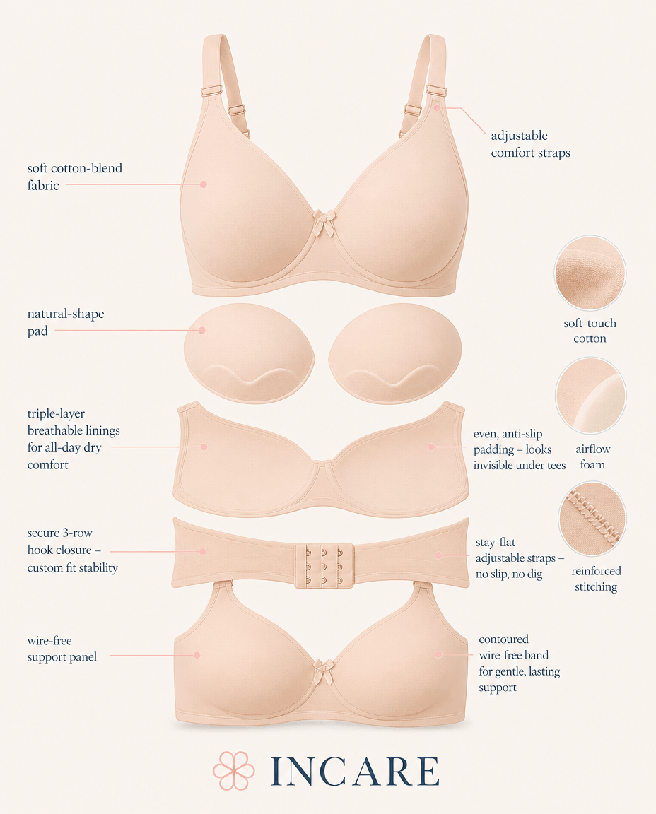 Seamless Padded T-Shirt Bra - C Cup in Skin, Black & White