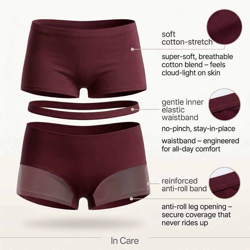 In Care Cotton High Rise Boyshorts | Inner Elastic | Full Coverage