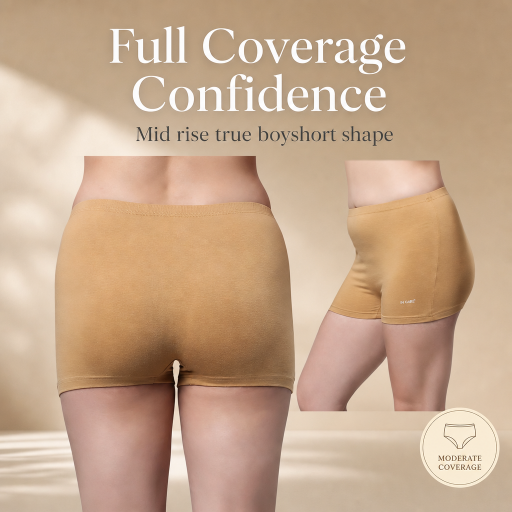 In Care Cotton High Rise Boyshorts | Inner Elastic | Full Coverage