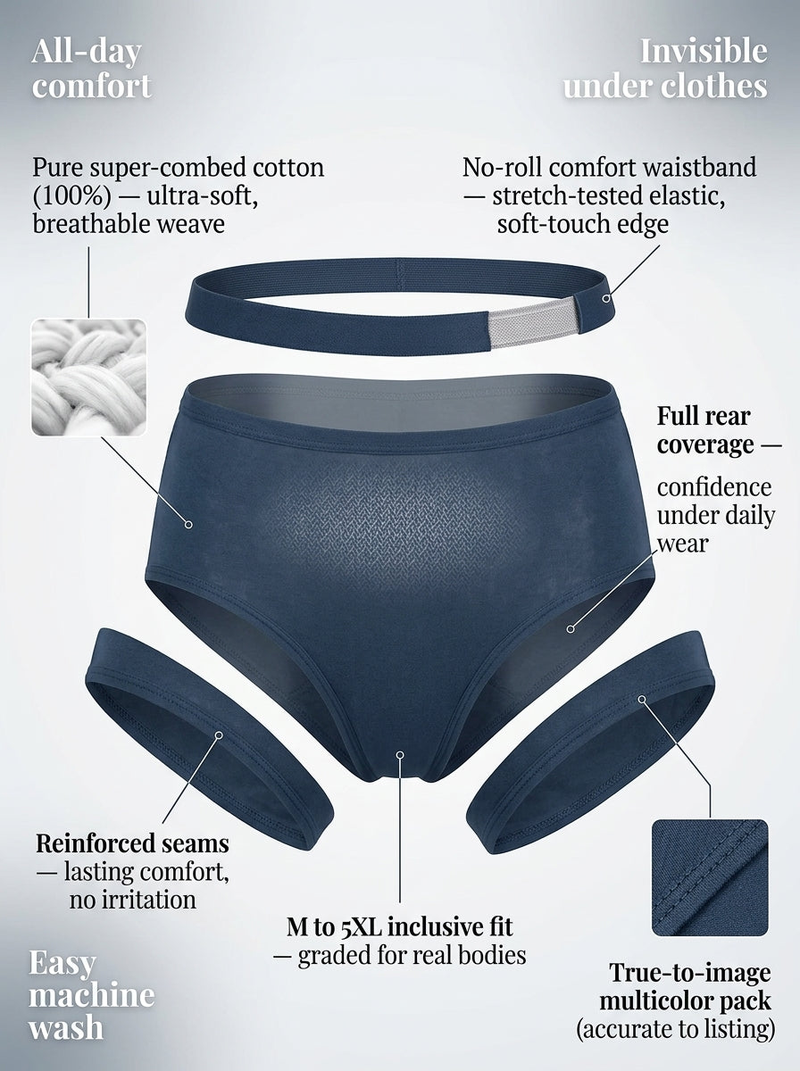 In Care Women's 100% Cotton Mid-Rise Hipster Panties, Pack of 3