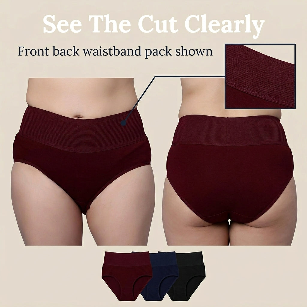 Belly Control Panties for Women | Broad Elastic Waistband | Pack of 3