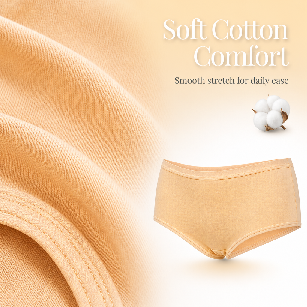 Cotton Hipster Panties Pack of 3 – Outer Elastic, Full Coverage | In Care