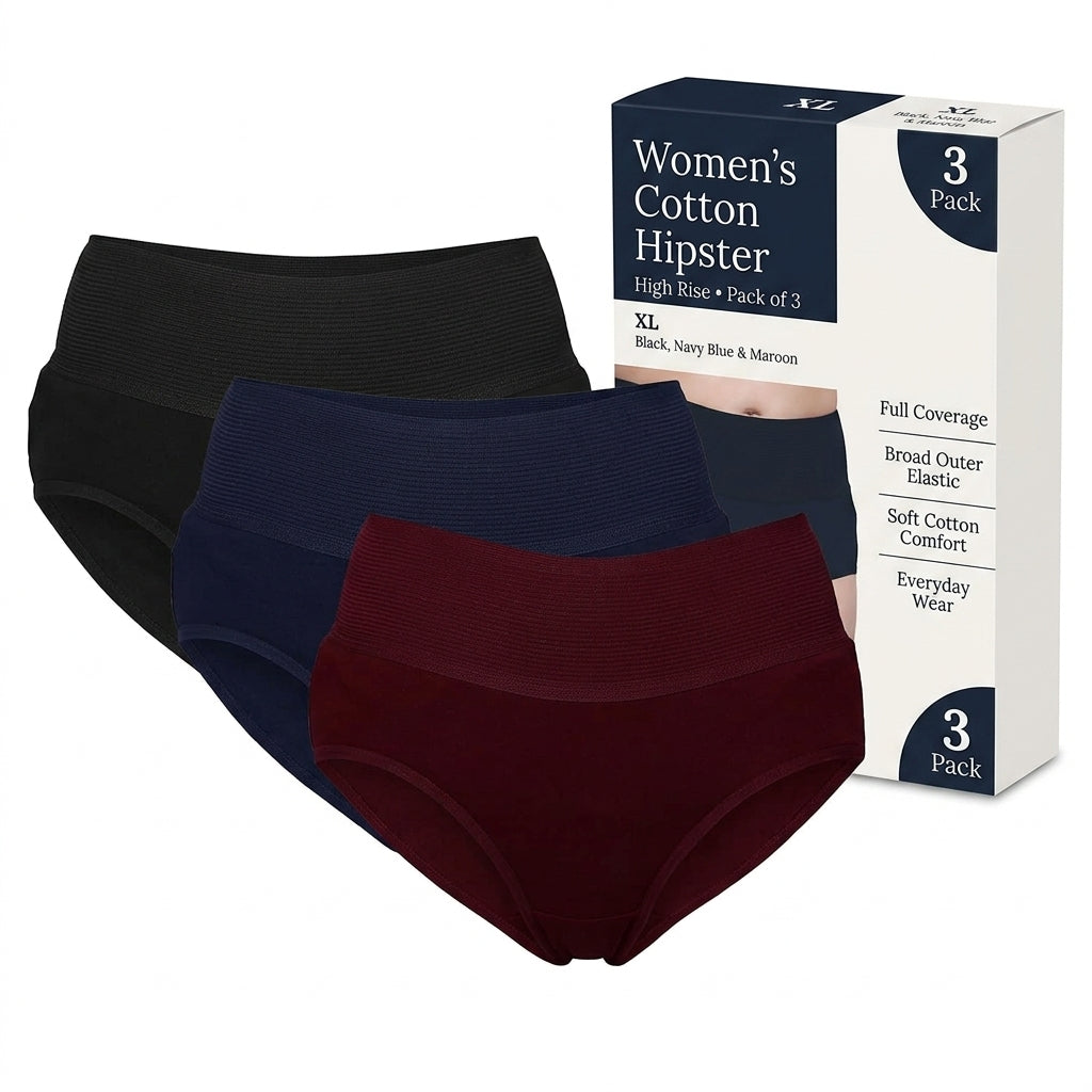 Belly Control Panties for Women | Broad Elastic Waistband | Pack of 3