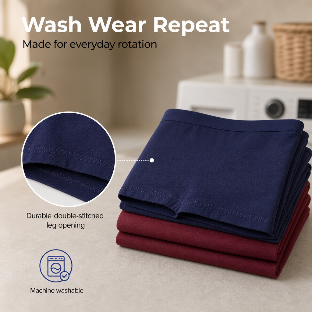 Cotton Blend Boyshorts with Outer Elastic - Pack of 2