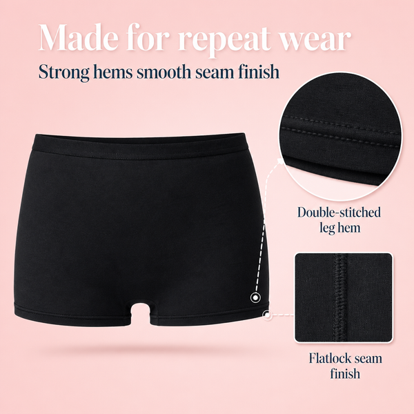 In Care Cotton Stretchable Boyshorts | Cotton Blend | Full Coverage | Pack of 2