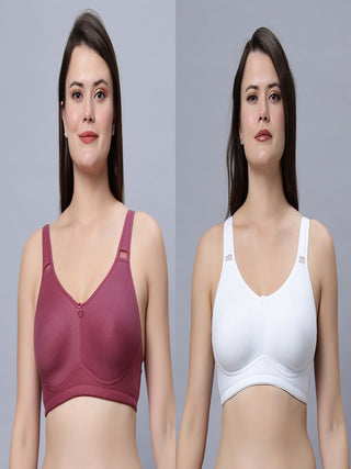 Full coverage non padded T-shirt  Onion and White Color Bra (Pack of 2)
