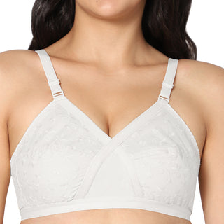 Zoya Non-Padded Full Coverage Embroidery Cotton Bra (Pack of 2) - Incare