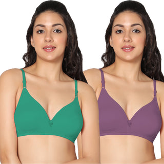 Tulie Non-Padded Half Coverage T-Shirt Bra (Pack of 2) - Incare