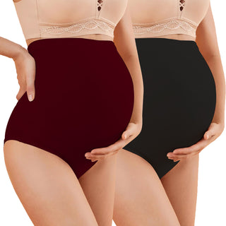 MATERNITY-MAROONBLACK- High Rise Maternity Hipster Brief. - Incare