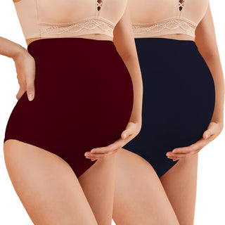 MATERNITY-N.BLUEMAROON- High Rise Maternity Hipster Brief. - Incare