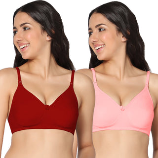 Navya Solid Color Full-Coverage Lightly Padded T-shirt bra, (Pack of 2) - Incare